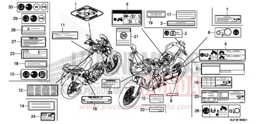 ETIQUETTE DE PRECAUTIONS CRF1000AH de 2017